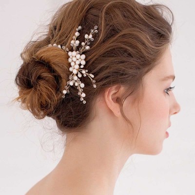 Accesoriu par agrafa tip pieptene Demoiselle cu perle, cristale si margele