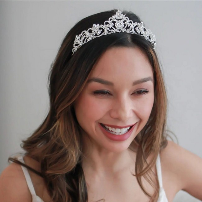 Diadema Coronita cu diamante de zirconiu cubic Imperial Diadema Coronita cu diamante de zirconiu cubic Imperial