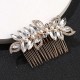 Accesoriu par agrafa tip pieptene cu flori si frunze din cristale si perle Accesoriu par agrafa tip pieptene cu flori si frunze din cristale si perle