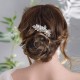 Accesoriu par agrafa tip pieptene cu flori si frunze din cristale si perle Accesoriu par agrafa tip pieptene cu flori si frunze din cristale si perle