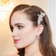 Accesoriu par agrafa tip pieptene cu flori si frunze din cristale si perle Accesoriu par agrafa tip pieptene cu flori si frunze din cristale si perle