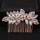 Accesoriu par agrafa tip pieptene cu flori si frunze din cristale si perle Accesoriu par agrafa tip pieptene cu flori si frunze din cristale si perle