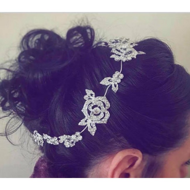 Coronita de par cu cristale si piepteni laterali