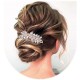 Accesoriu par agrafa tip pieptene cu flori si frunze din cristale si perle Accesoriu par agrafa tip pieptene cu flori si frunze din cristale si perle