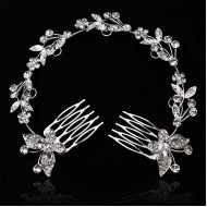 Diadema mireasa zirconii cubice si piepteni laterali cu fluturi