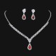 Set bijuterii colier si cercei Josephine cu cristale rosii rubin