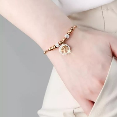 Bratara aurie reglabila din inox cu charm copacul vietii Bratara aurie reglabila din inox cu charm copacul vietii