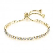 Bratara tennis aurie reglabila din inox cu cristale din zirconiu