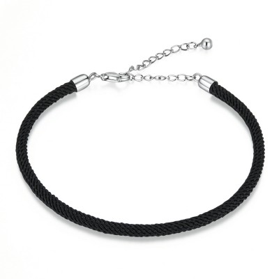 Bratara argint pentru Talismane snur negru Bratara argint pentru Talismane snur negru