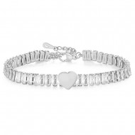 Bratara dama ajustabila din inox cu inima si zirconii