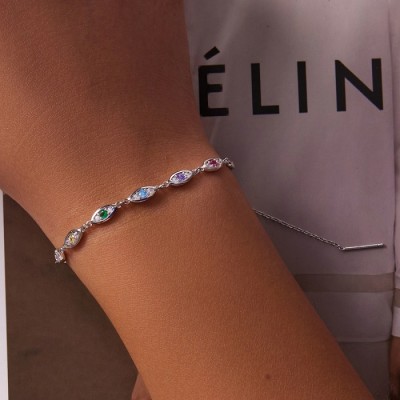 Bratara argint reglabila cu pietre multicolore