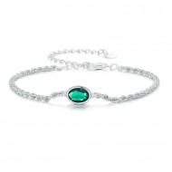 Bratara argint cu piatra ovala verde smarald