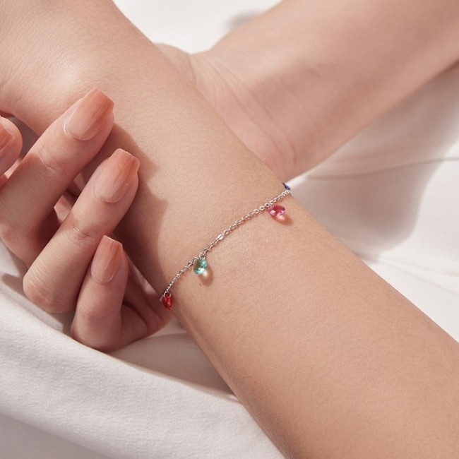 Bratara argint cu charmuri cristale colorate