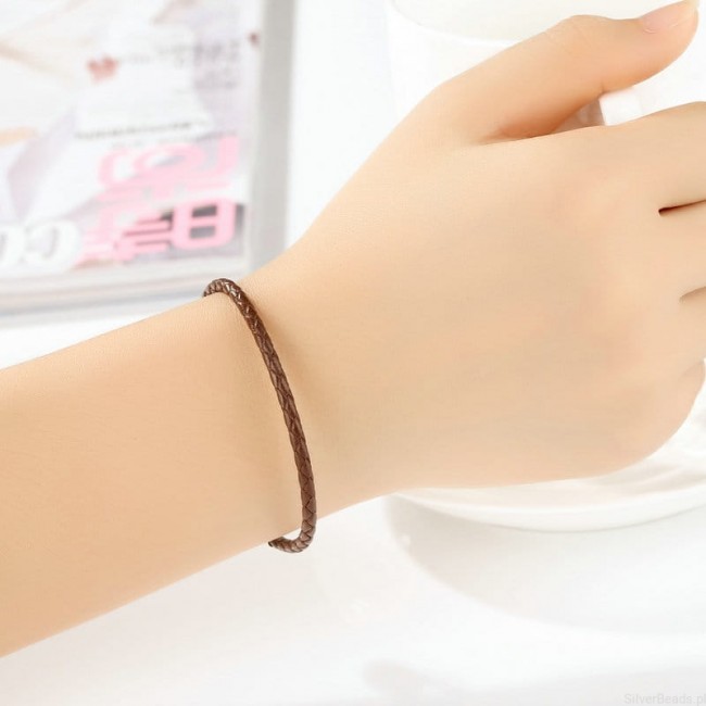 Bratara din piele maro si argint pentru talismane