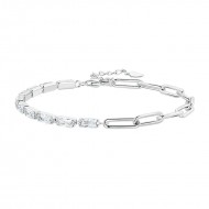 Bratara argint reglabila cu zale si zirconia