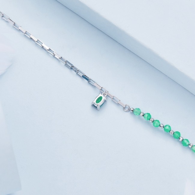 Bratara argint cristale verde smarald