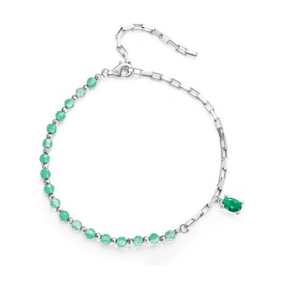 Bratara argint cristale verde smarald