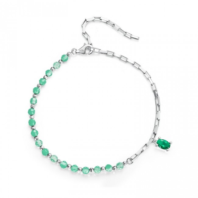 Bratara argint cristale verde smarald