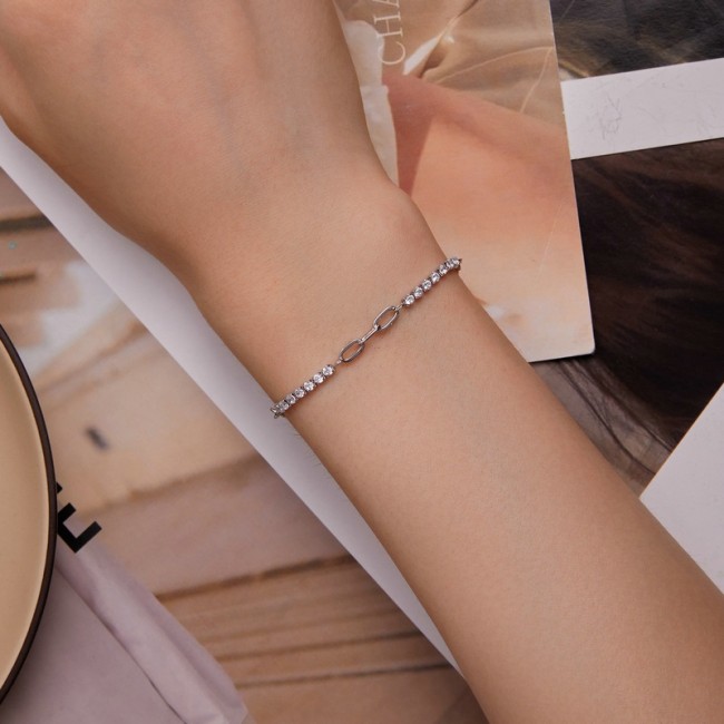 Bratara argint cu zale si zirconii