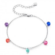 Bratara argint cu charmuri cristale colorate
