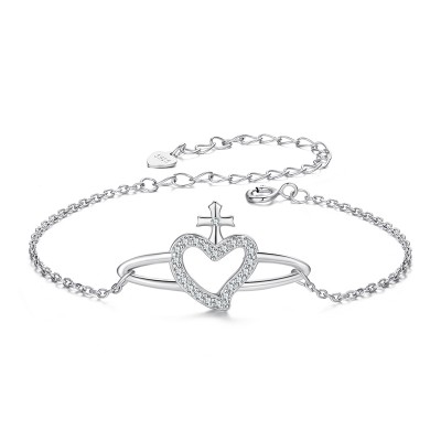 Bratara argint inima cu aripi si cruce Bratara argint inima cu aripi si cruce