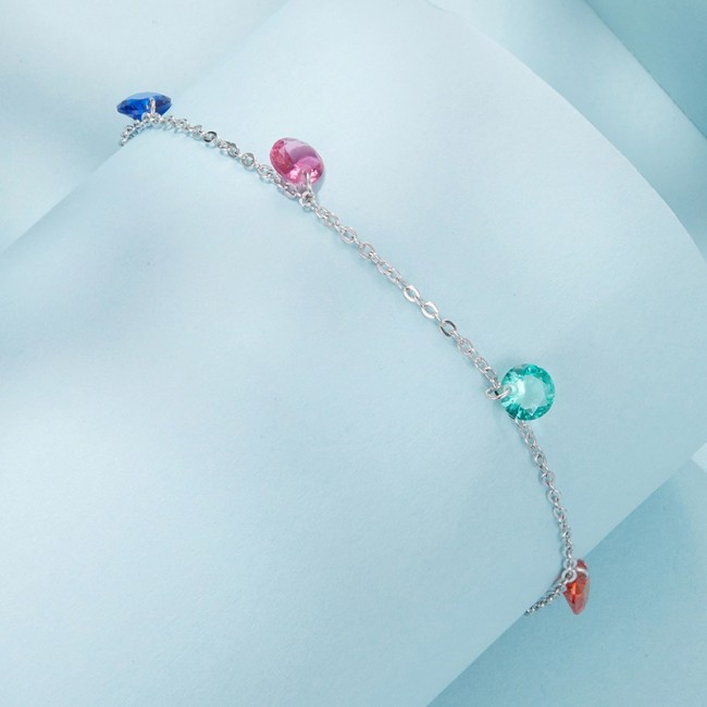 Bratara argint cu charmuri cristale colorate