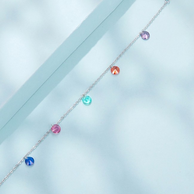 Bratara argint cu charmuri cristale colorate