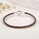 Bratara din piele maro si argint pentru talismane