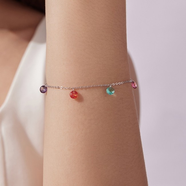 Bratara argint cu charmuri cristale colorate