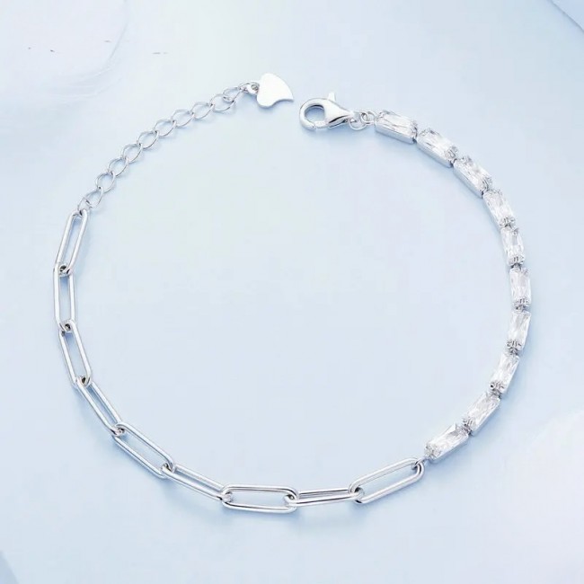 Bratara argint reglabila cu zale si zirconia