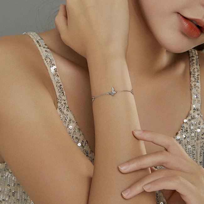 Bratara argint cu fluturasi