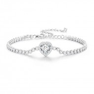 Bratara argint cu inima si zirconii straluciri de diamante