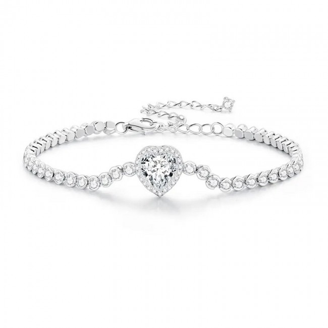 Bratara argint cu inima si zirconii straluciri de diamante
