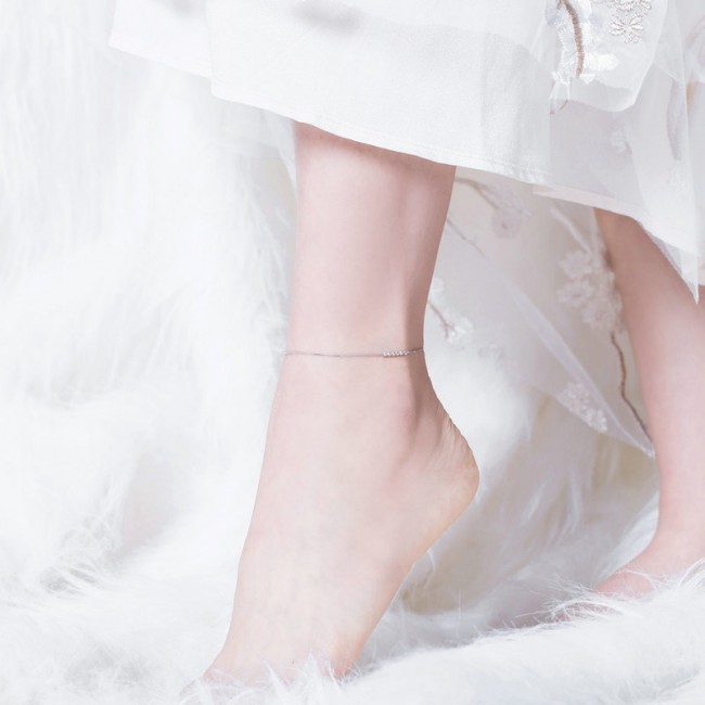 Bratara de glezna din argint cu 6 bilute