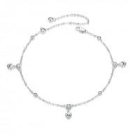 Bratara argint de picior cu talismane inimioare