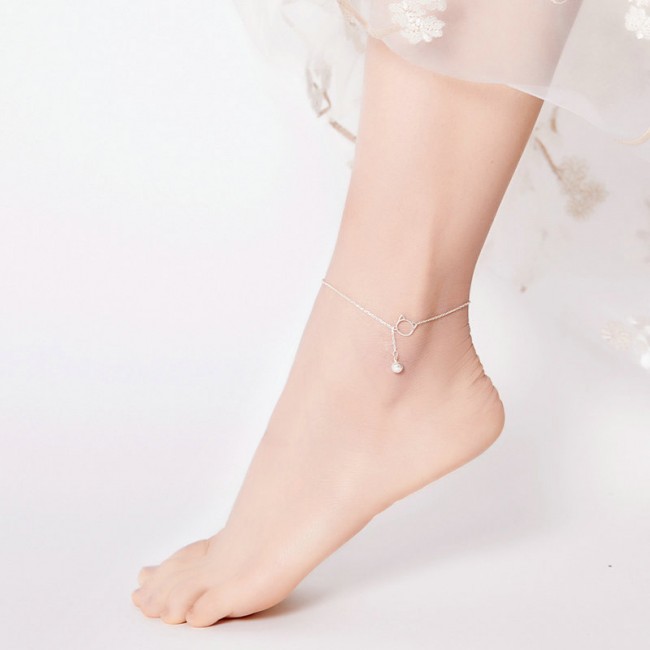 Bratara argint glezna Pisica cu charm sferic