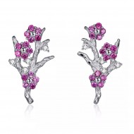 Cercei argint cu floricele lila