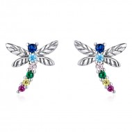 Cercei argint libelule colorate