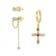 Cercei argint set trei bucati cruce, lant, perluta