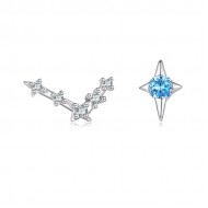 Cercei argint asimetrici Constelatie zodia Pesti cu cristale