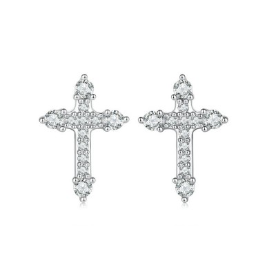 Cercei argint cruciulita cu zirconii Cercei argint cruciulita cu zirconii