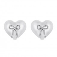 Cercei argint perle in forma de inima cu fundita