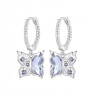Cercei argint fluturasi delicati cu zirconii mov
