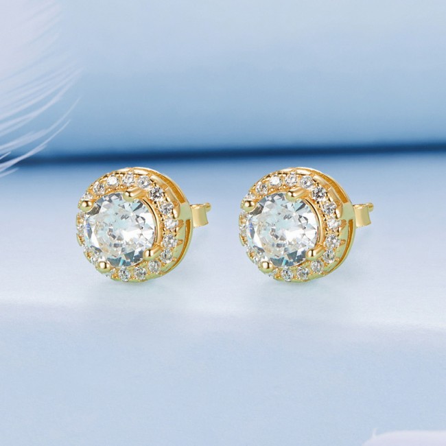 Cercei argint rotunzi cu zirconiu Elegance