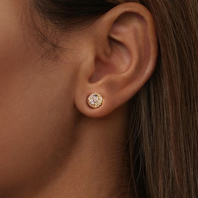 Cercei argint rotunzi cu zirconiu Elegance