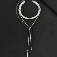 Colier choker elegant cu cristale stralucitoare tip Y