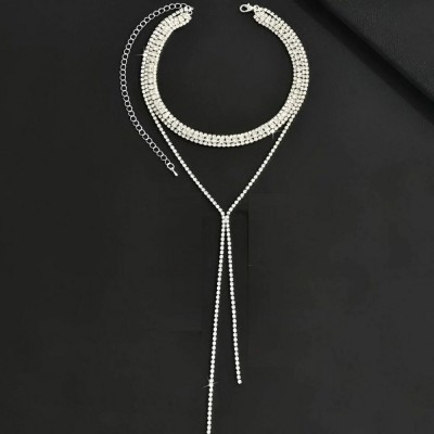 Colier choker elegant cu cristale stralucitoare tip Y