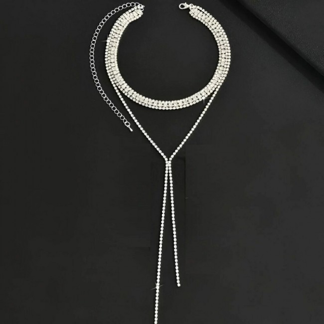 Colier choker elegant cu cristale stralucitoare tip Y