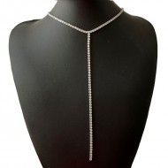 Colier choker fin cu zirconii și pandantiv lung