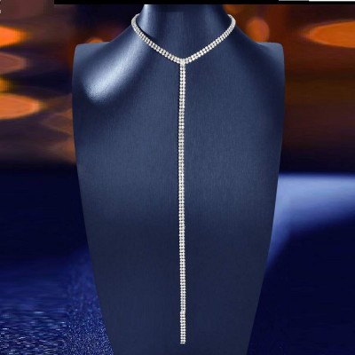 Colier choker lung tip cravata cu cristale Colier choker lung tip cravata cu cristale